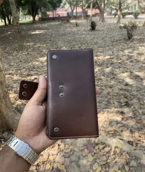 Premium Leather Long Wallet Chocolate